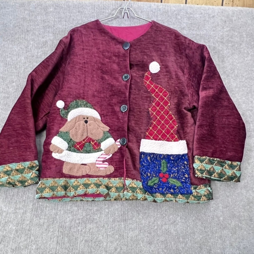 One Size Fits Most Christmas Holiday Novelty Dog Santa Hat Cardigan Repaired